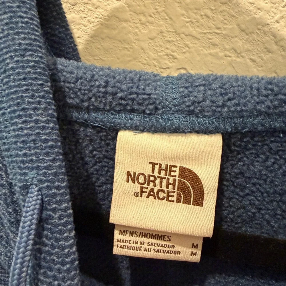 The North Face Mens Blue Textured Fleece Quarter Zip Hoodie Medium